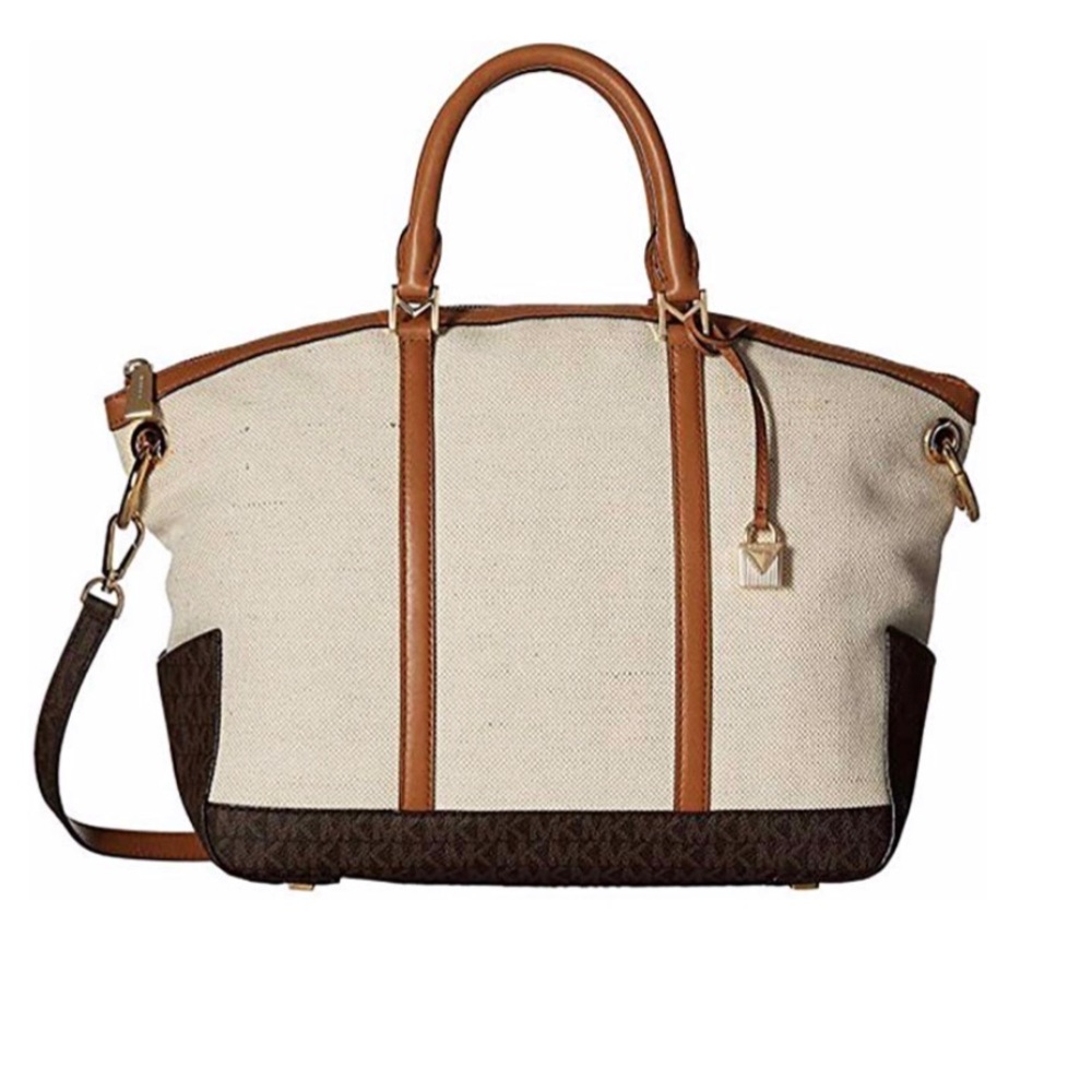Michael Kors Beckett Large Satchel (Natural/Acorn) - Picture 1 of 7
